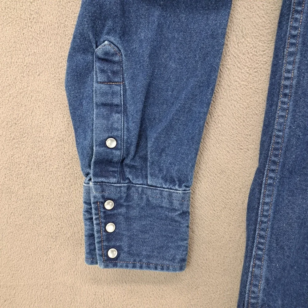 Carhartt Mens Denim Western Snap Button Shirt Blue SO2 DNM 15.5 x 35 Made in USA - Picture 7 of 9